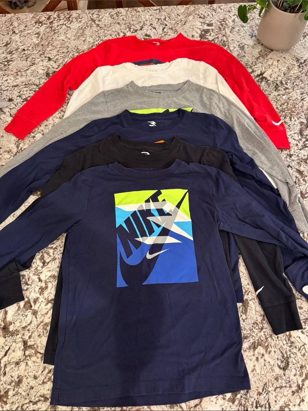 6 Nike Youth Long-Sleeve Graphic Tee Shirts Medium 10-12